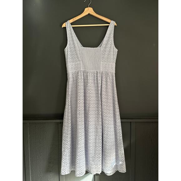 J. Crew Button Front Eyelet Dress Periwinkle Gray Size 8 - Picture 6 of 13